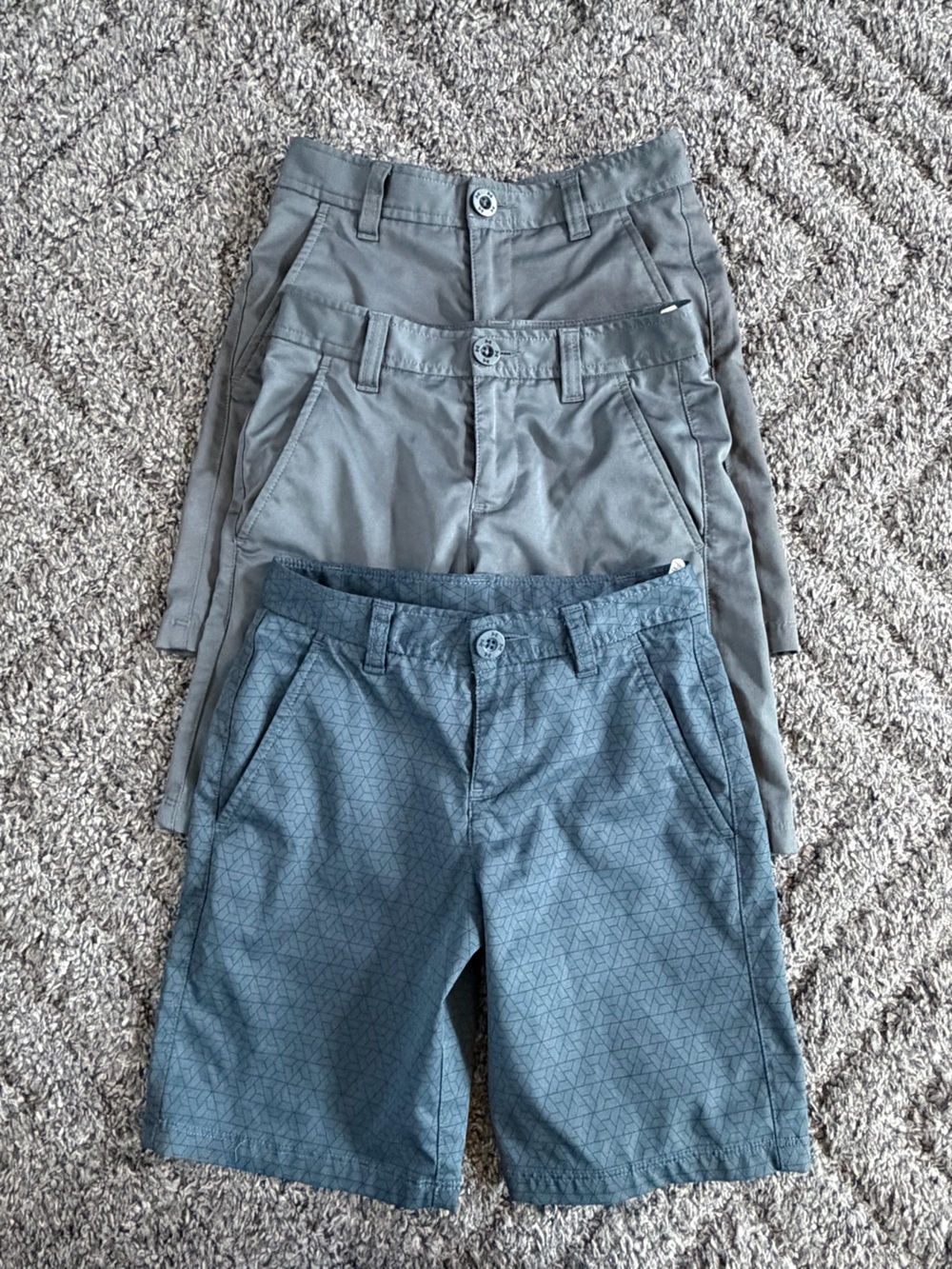 Under Armour Boys Blue Patterned and Gray Shorts Set